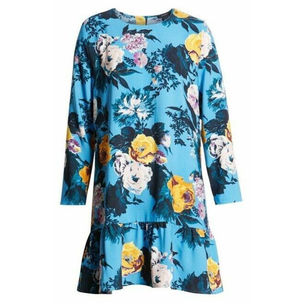 Halogen Button Back Ruffle Hem Dress Blue Size M $140 - Picture 5 of 6